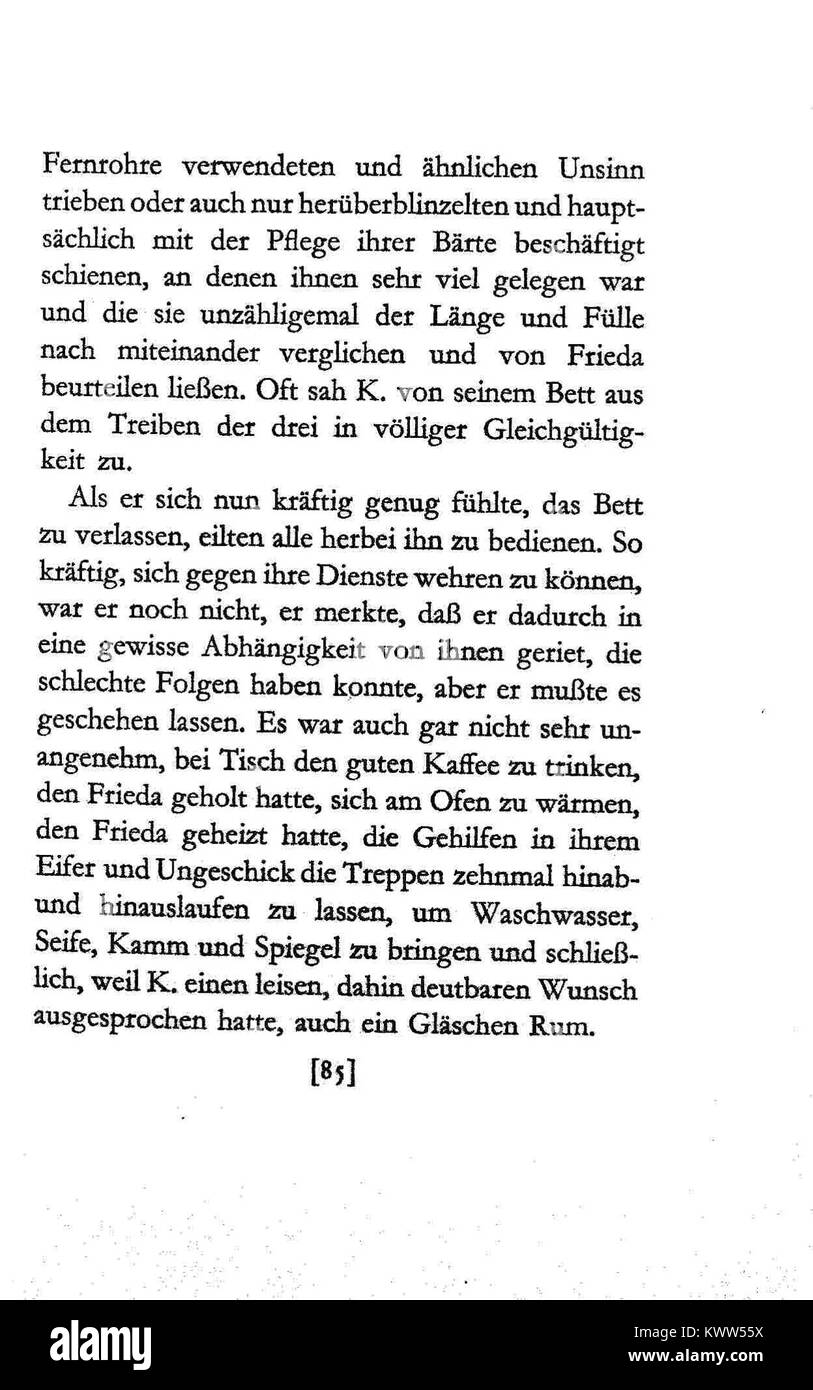 A printed page or visual depiction from Franz Kafka’s Das Schloß (The ...
