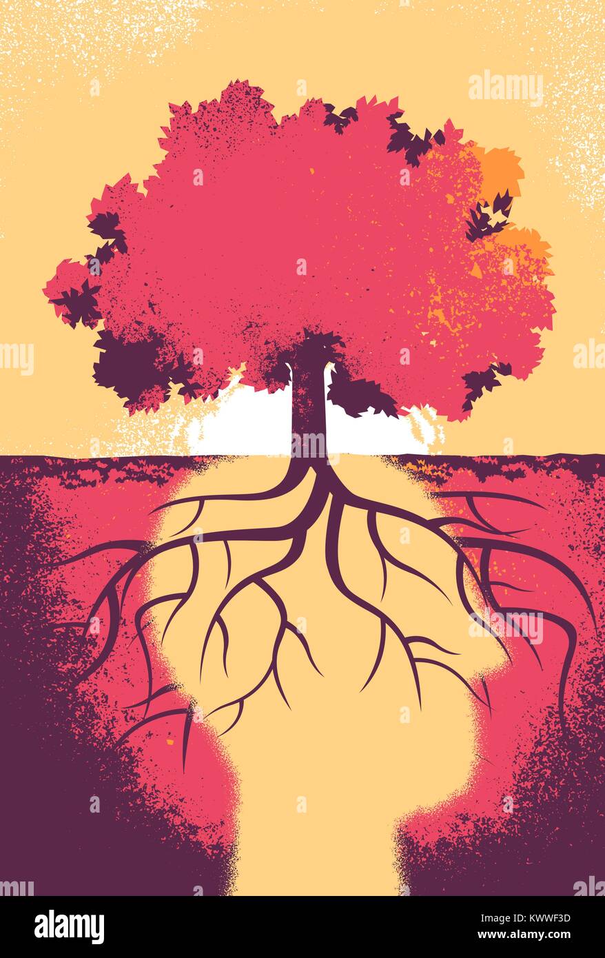 The soul of the tree thinks to a better tomorrow Stock Vector