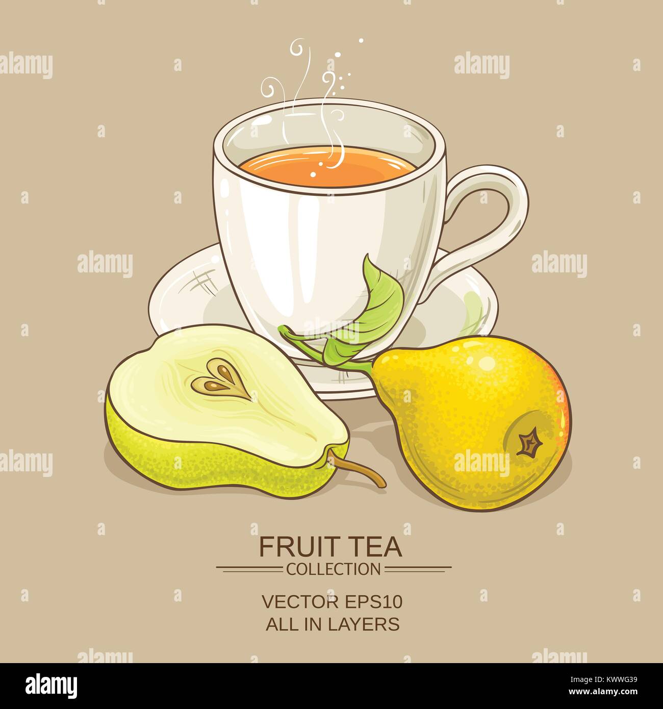 mug of pear tea t on color background Stock Vector Image & Art - Alamy