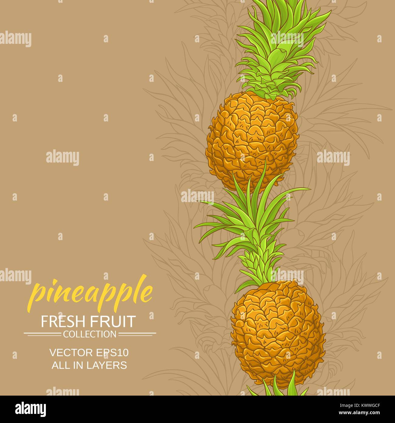 pineapple fruits vector pattern on color background Stock Vector Image ...