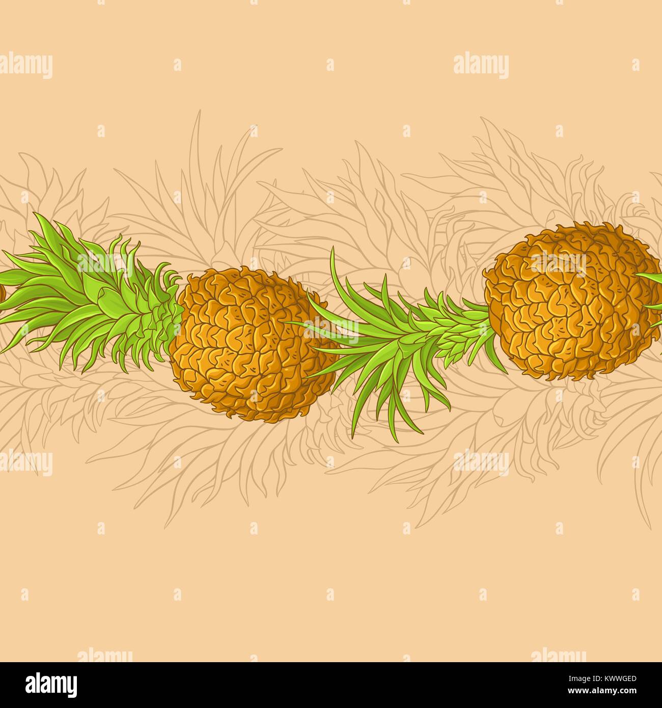 pineapple fruit vector pattern on color background Stock Vector Image ...