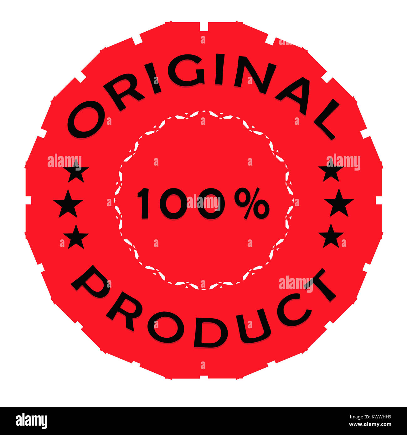 Original product red label with black text on a white background Stock Photo