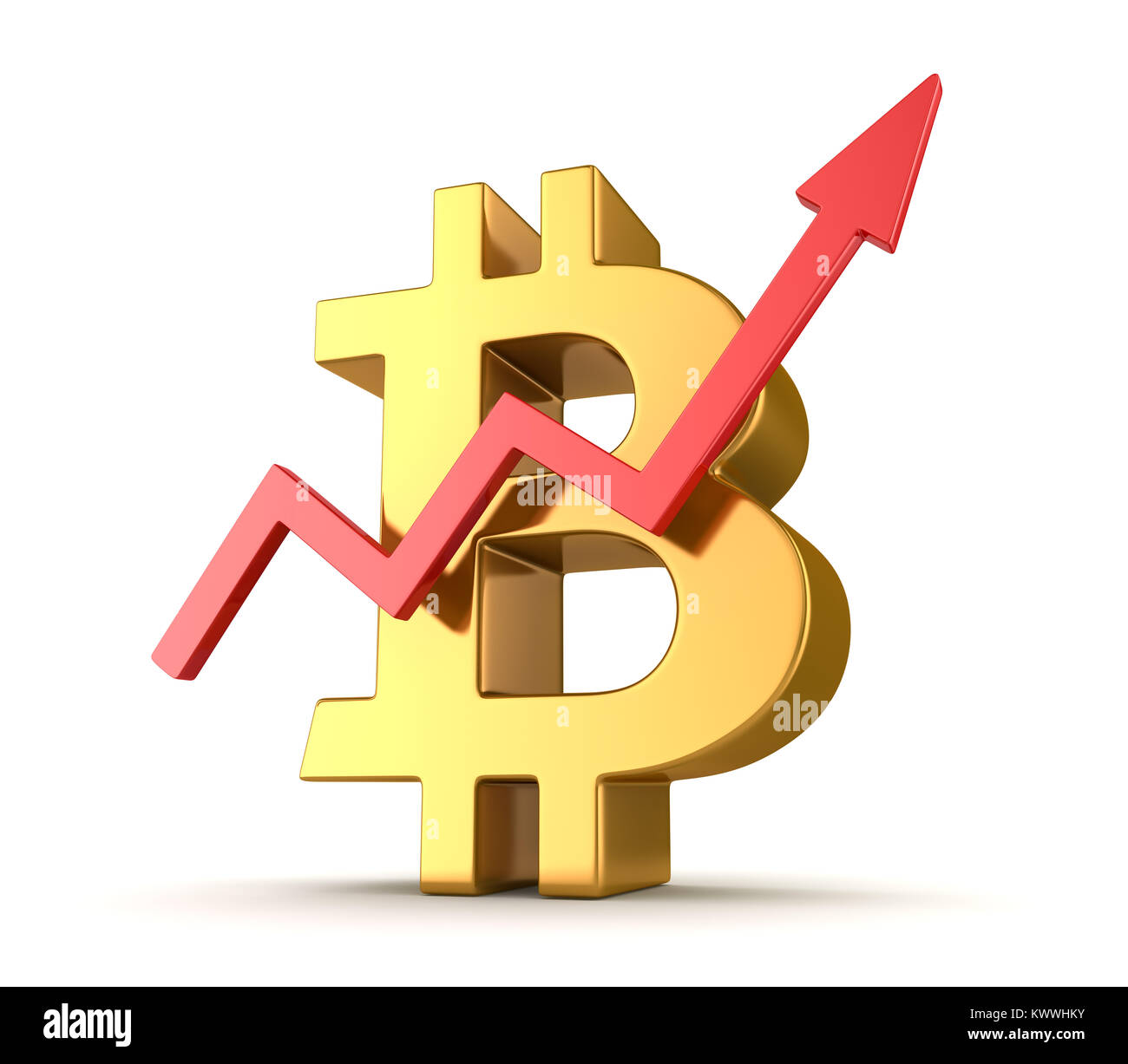 Bitcoin Symbol and Business Chart , This is a 3d rendered computer generated image. Isolated on white. Stock Photo