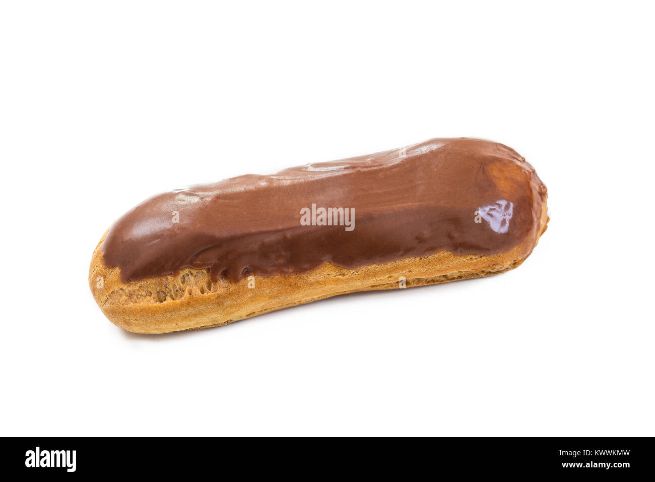 Chocolate eclair pastry on white background Stock Photo