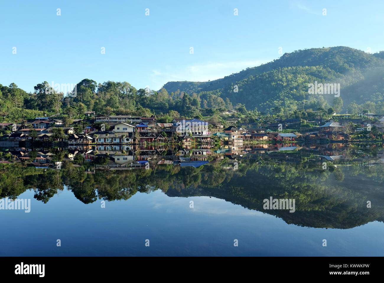 Sunrise scence of Ban Rak thai village in Mae Hong Son, Thailand Stock ...