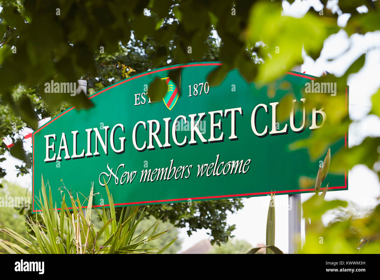 Sign at Ealing Cricket Club, West London, UK Stock Photo
