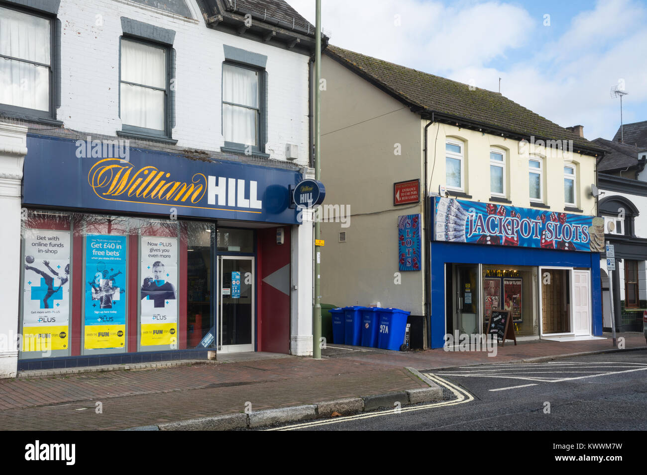 Bookmaker and gambling businesses next to each other, UK Stock Photo