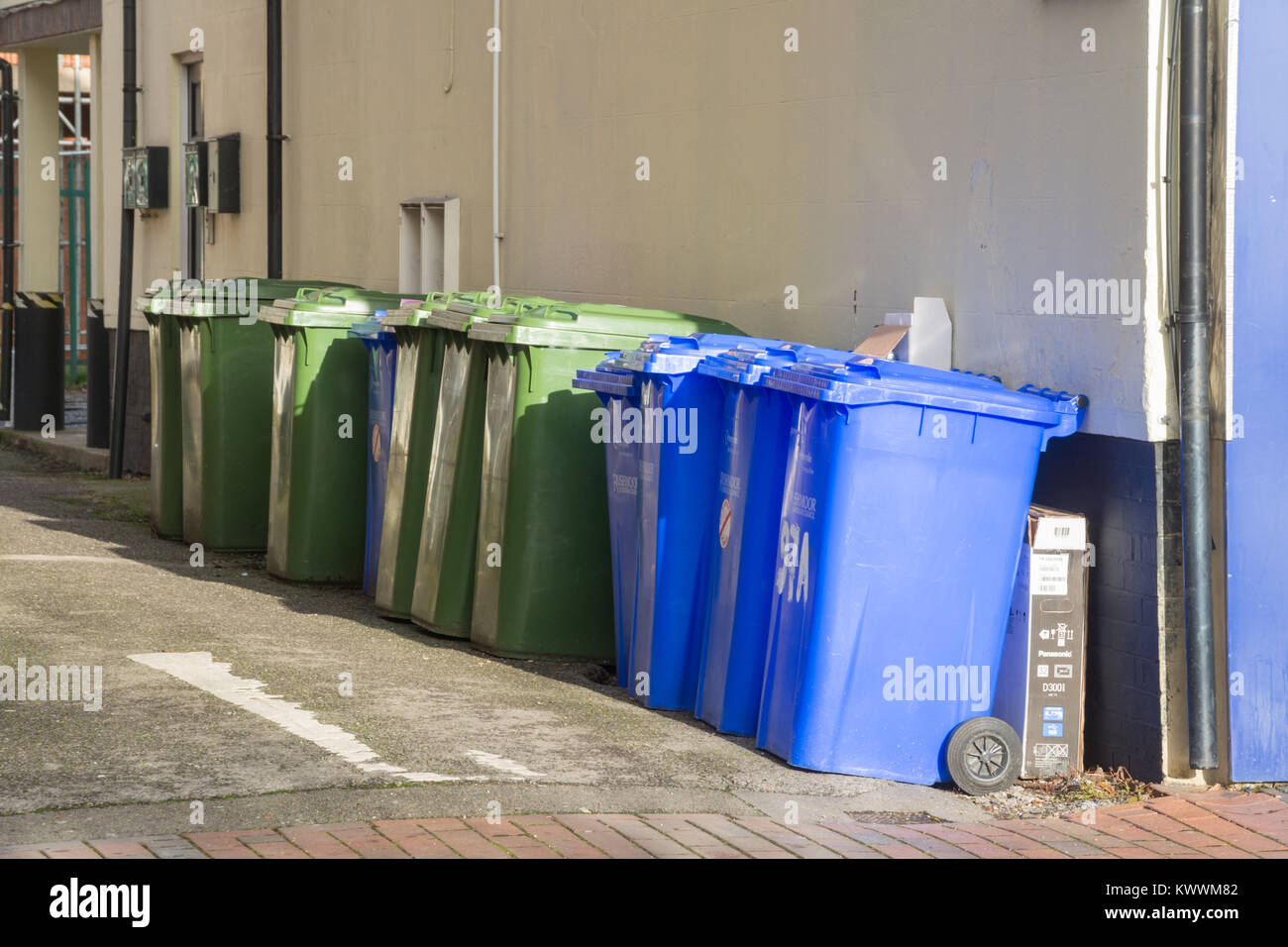 Blue wheelie bins hi-res stock photography and images - Alamy