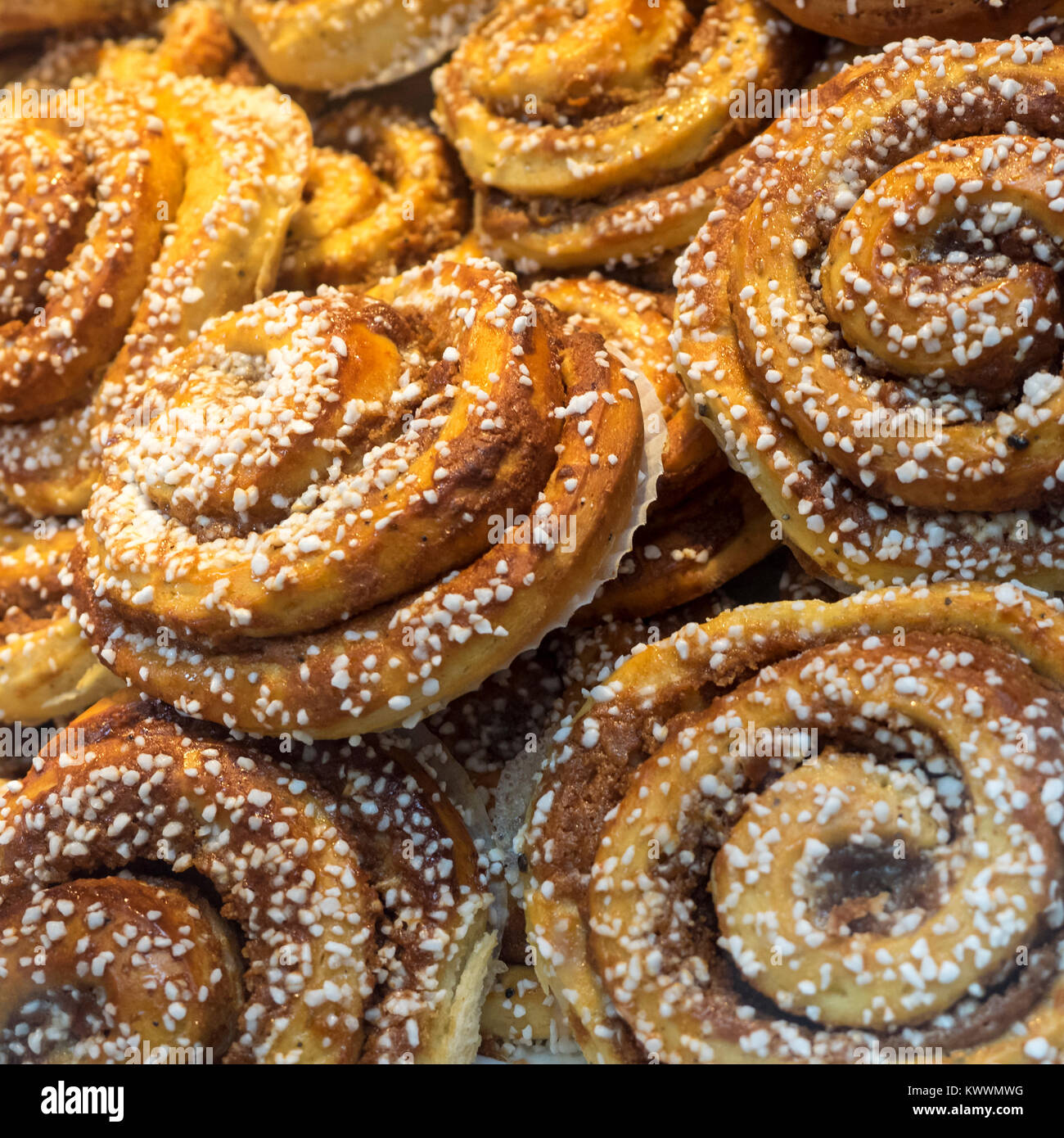 Swedish Cinnamon Buns (Kanelbullar) Stock Photo