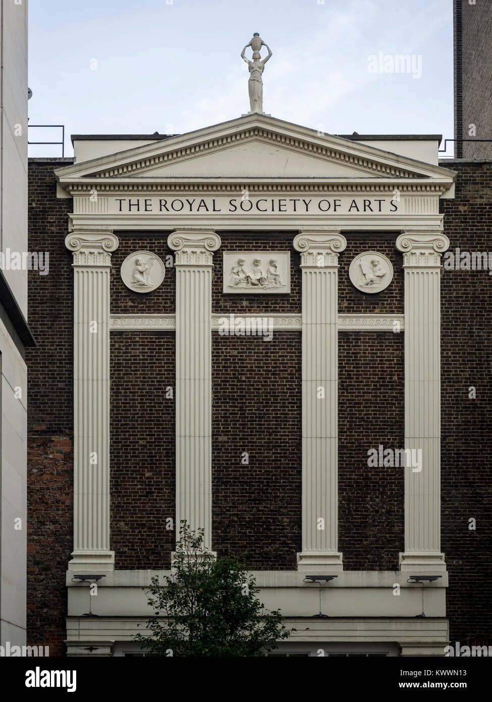 LONDON, UK:  Facade of the Royal Society of Arts Building in John Adam Street Stock Photo
