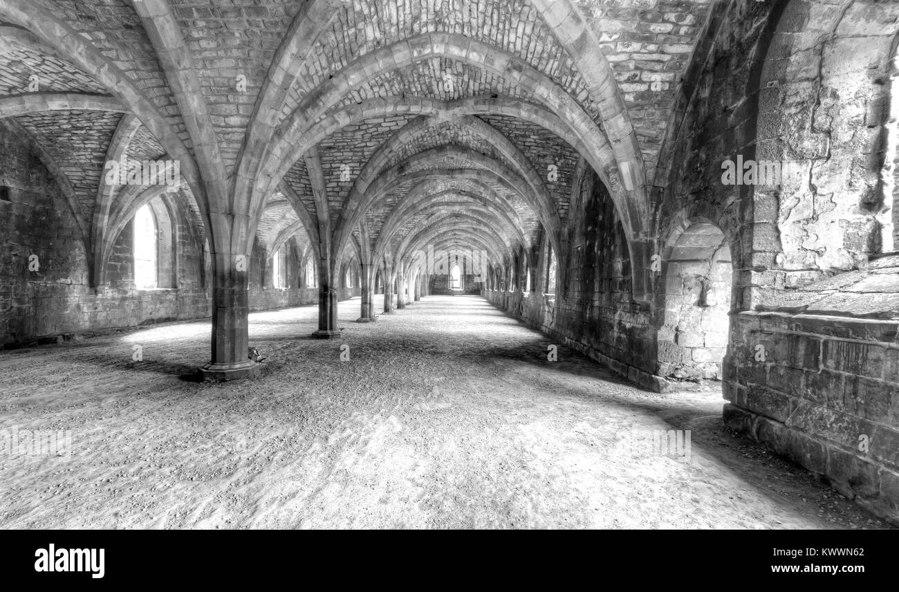 Fountains Abbey Cellarium Stock Photo Alamy