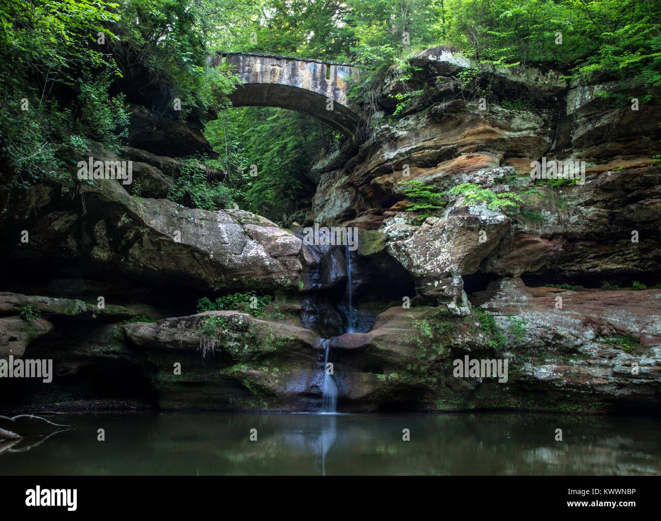 Bridge Over Waterfall Landscape. Beautiful panoramic landscape of waterfall at the Old Man's