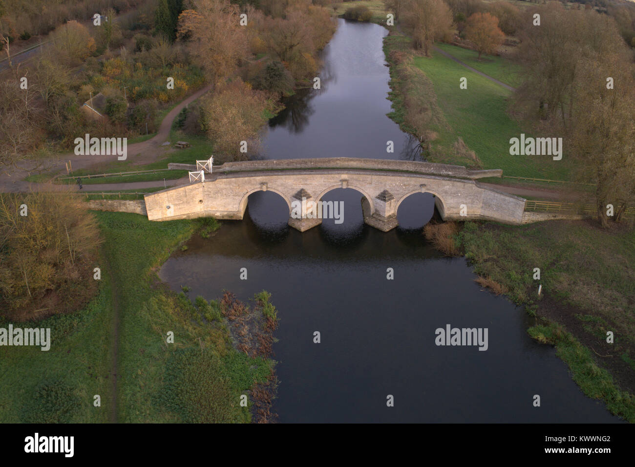 The stone bridge over the river Nene at Ferry Meadows Country Park