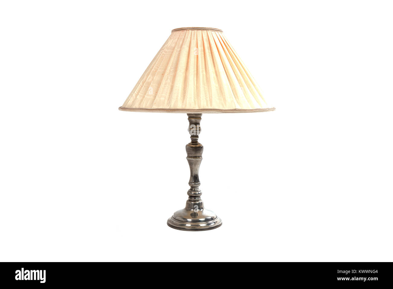 old table lamp with lampshade isolated Stock Photo