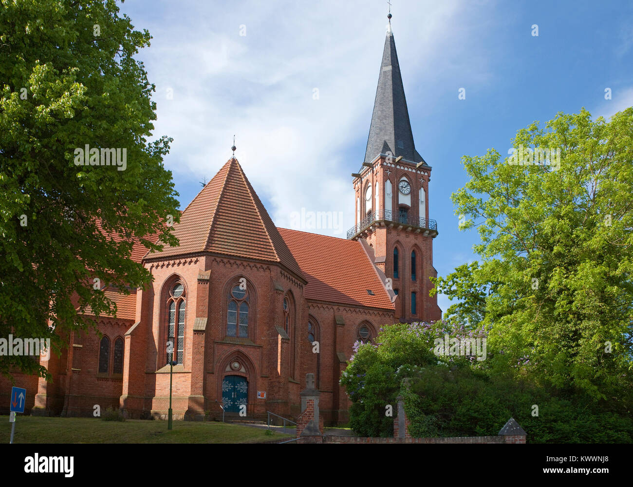 Protestant church at Wustrow, Fishland, Mecklenburg-Western Pomerania, Baltic sea, Germany, Europe Stock Photo