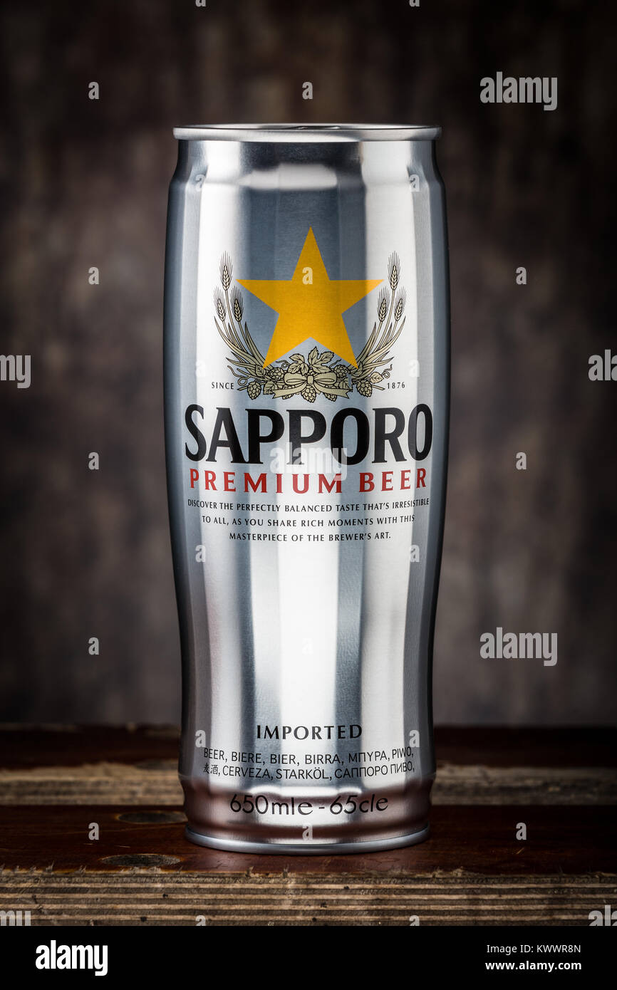 A can of Japanese premium beer Stock Photo
