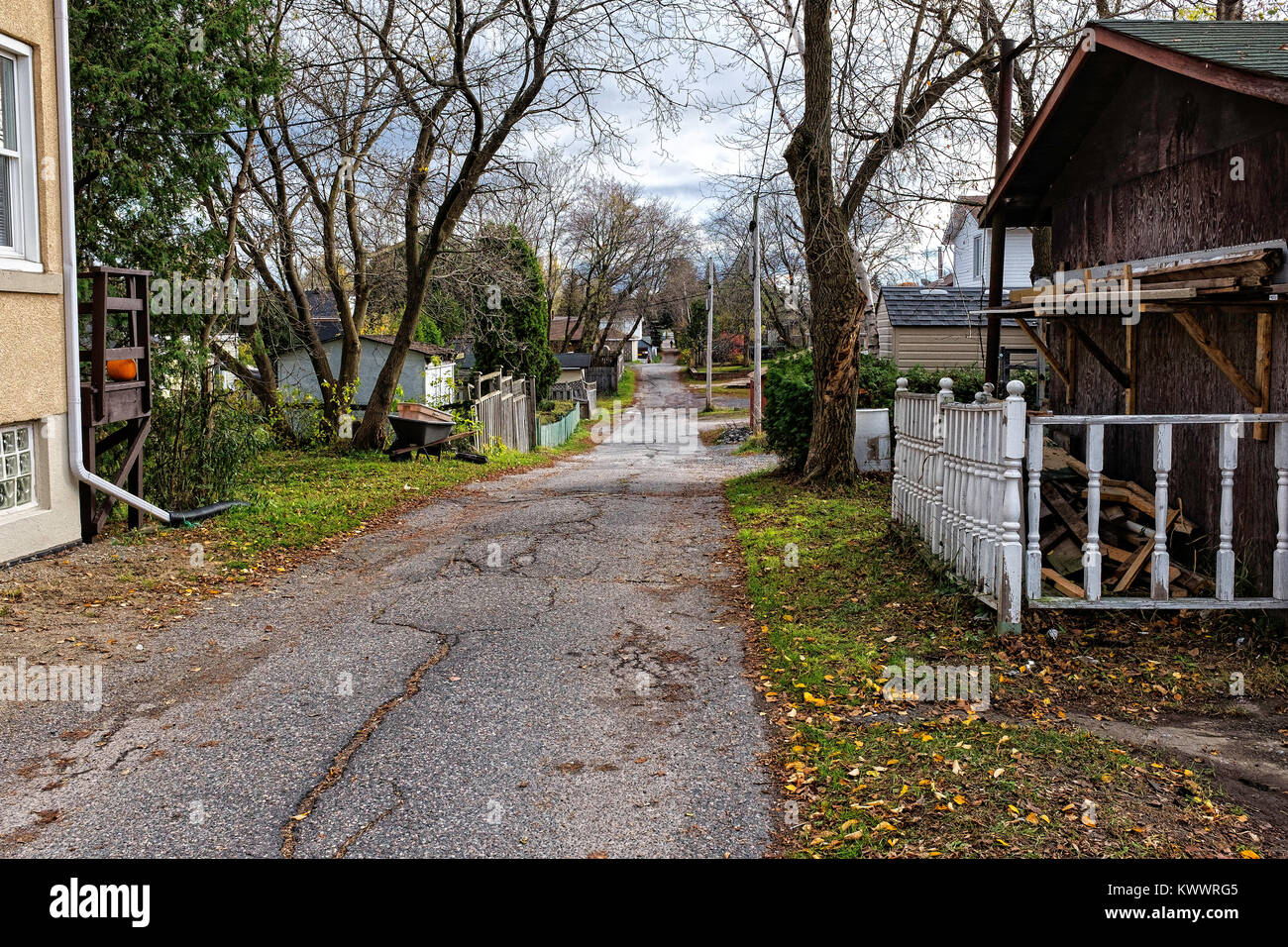 These back lanes in Sudbury originate from the very beginning of the city Stock Photo