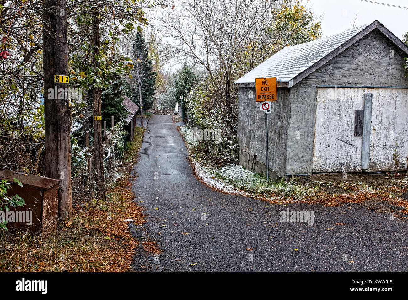 These back lanes of Sudbury go back to the very beginings of the city Stock Photo