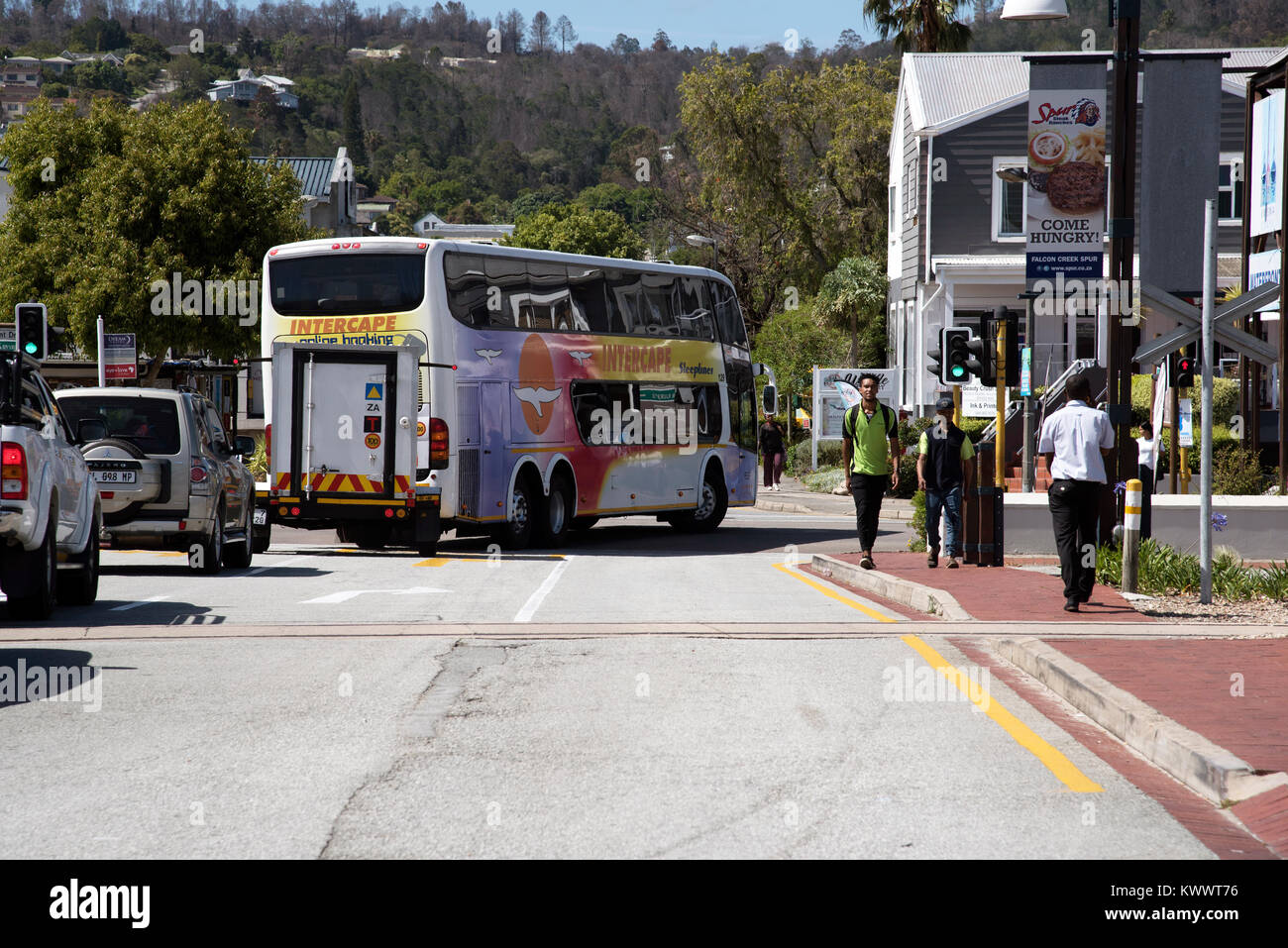 Knysna Western Cape South Africa. December 2017. An Intercape bus arriving  in the town centre Stock Photo - Alamy