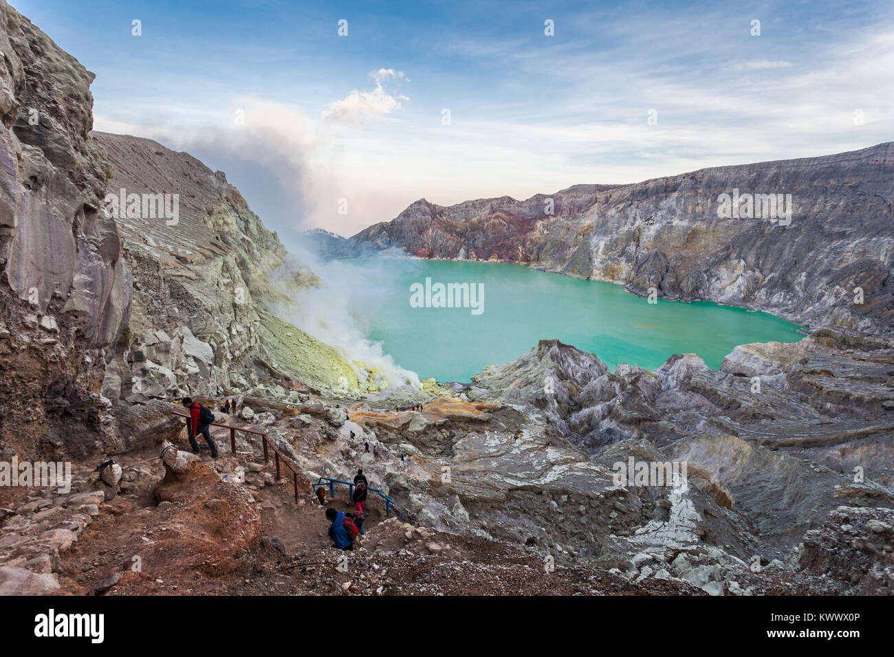 The Ijen volcano is a stratovolcano in the Banyuwangi Regency of East Java, Indonesia Stock Photo