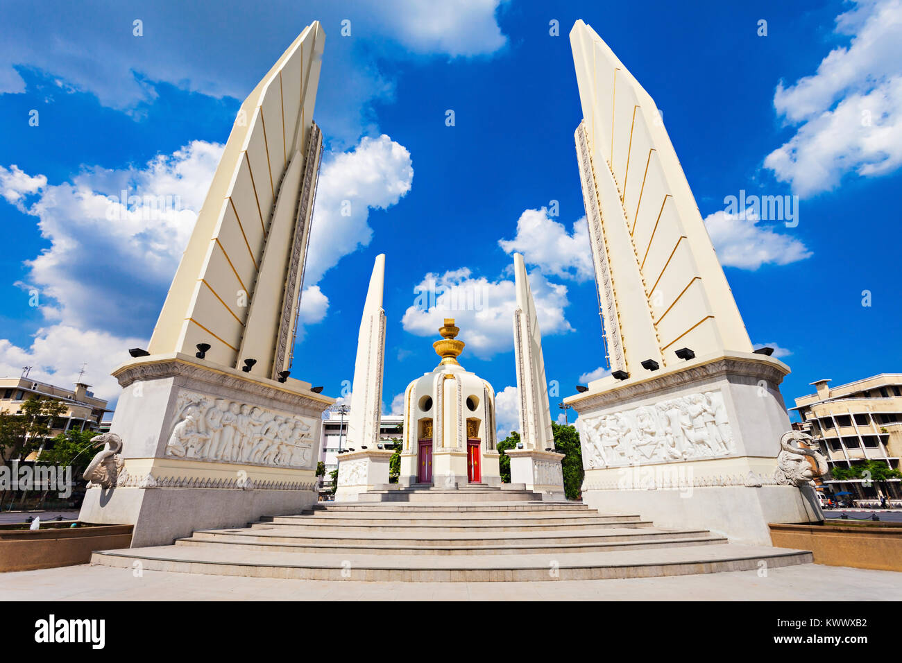 The Democracy Monument is a public monument in the centre of Bangkok, capital of Thailand Stock Photo