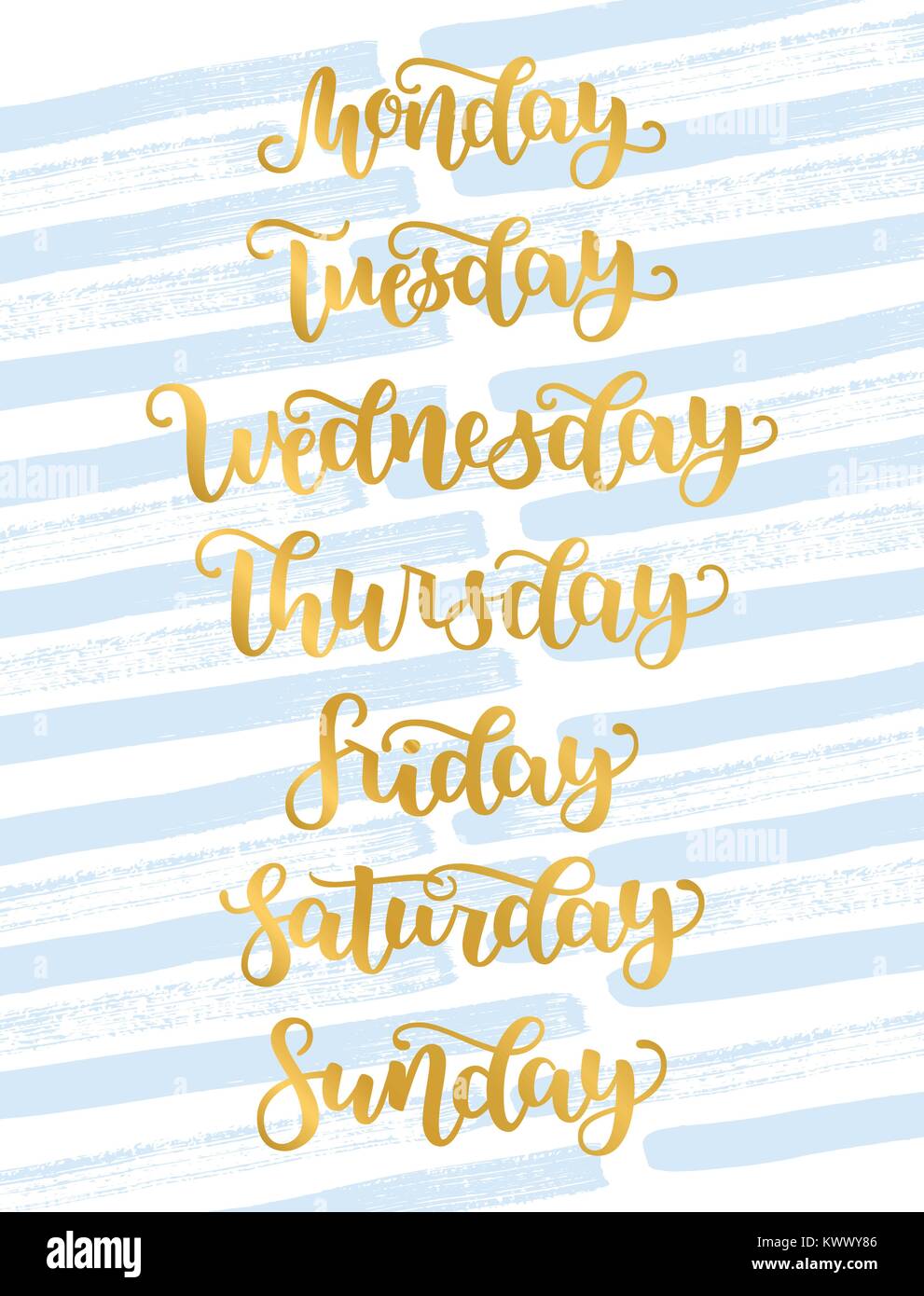 Hand Lettered Days of the Week. Calligraphy words Monday, Tuesday, Wednesday,  Thursday, Friday, Saturday, Sunday. Lettering Stock Vector Image & Art -  Alamy