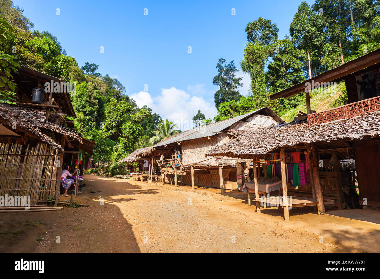 Local houses at Long Neck village, nothern Thailand Stock Photo Alamy