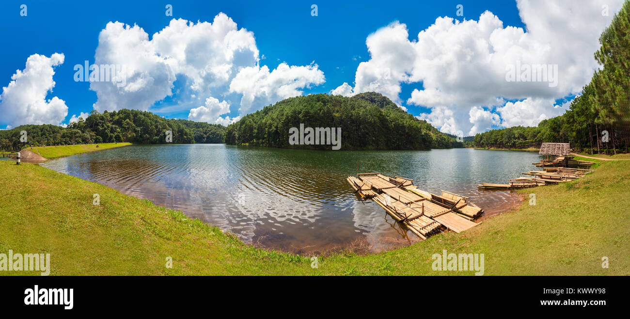 The beautiful Pang Oung Reservoir in Ban Ruam Thai near Mae Hong Son is Thailand's own little Switzerland Stock Photo