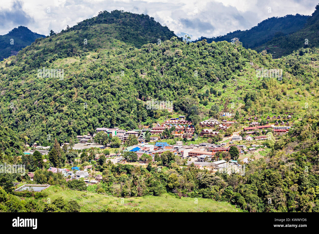 Doi Ang Khang is a mountain resort at the northwestern tip of Chiang Mai Province, Northern Thailand. Stock Photo