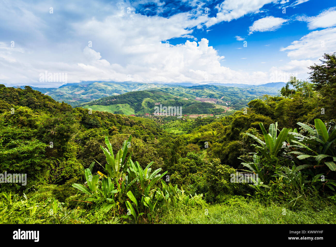 Landscape of Thailand and Myanmar Border, Northern Thailand Stock Photo