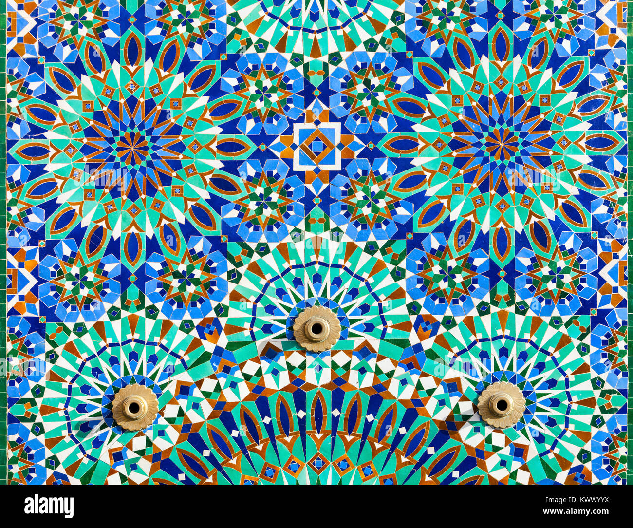 The Hassan II Mosque exterior pattern in Casablanca, Morocco. Very beautiful islamic pattern. Stock Photo