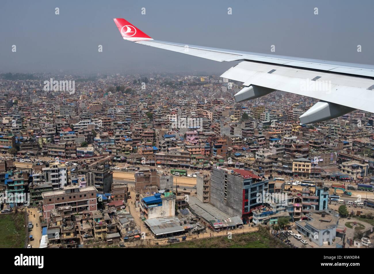 An Airbus A330300 of the Turkish Airline is approaching Kathmandu, the capital of Nepal on