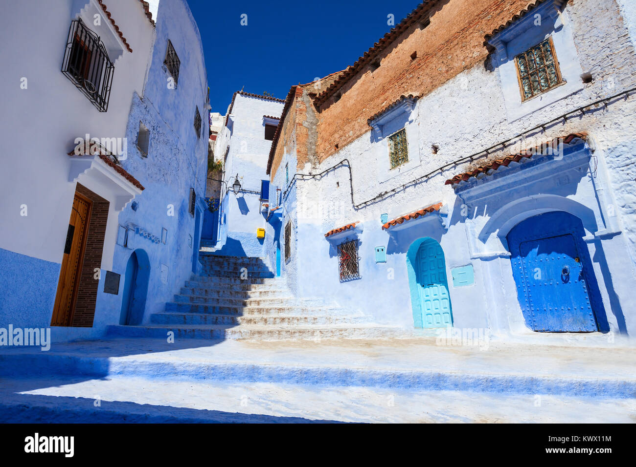 Traditional blue berber houses in Chefchaouen, Morocco. Chefchaouen is