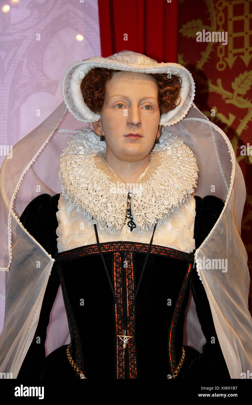 London, - United Kingdom, 08, July 2014. Madame Tussauds in London. Waxwork statue of Mary Queen of Scots, Stock Photo