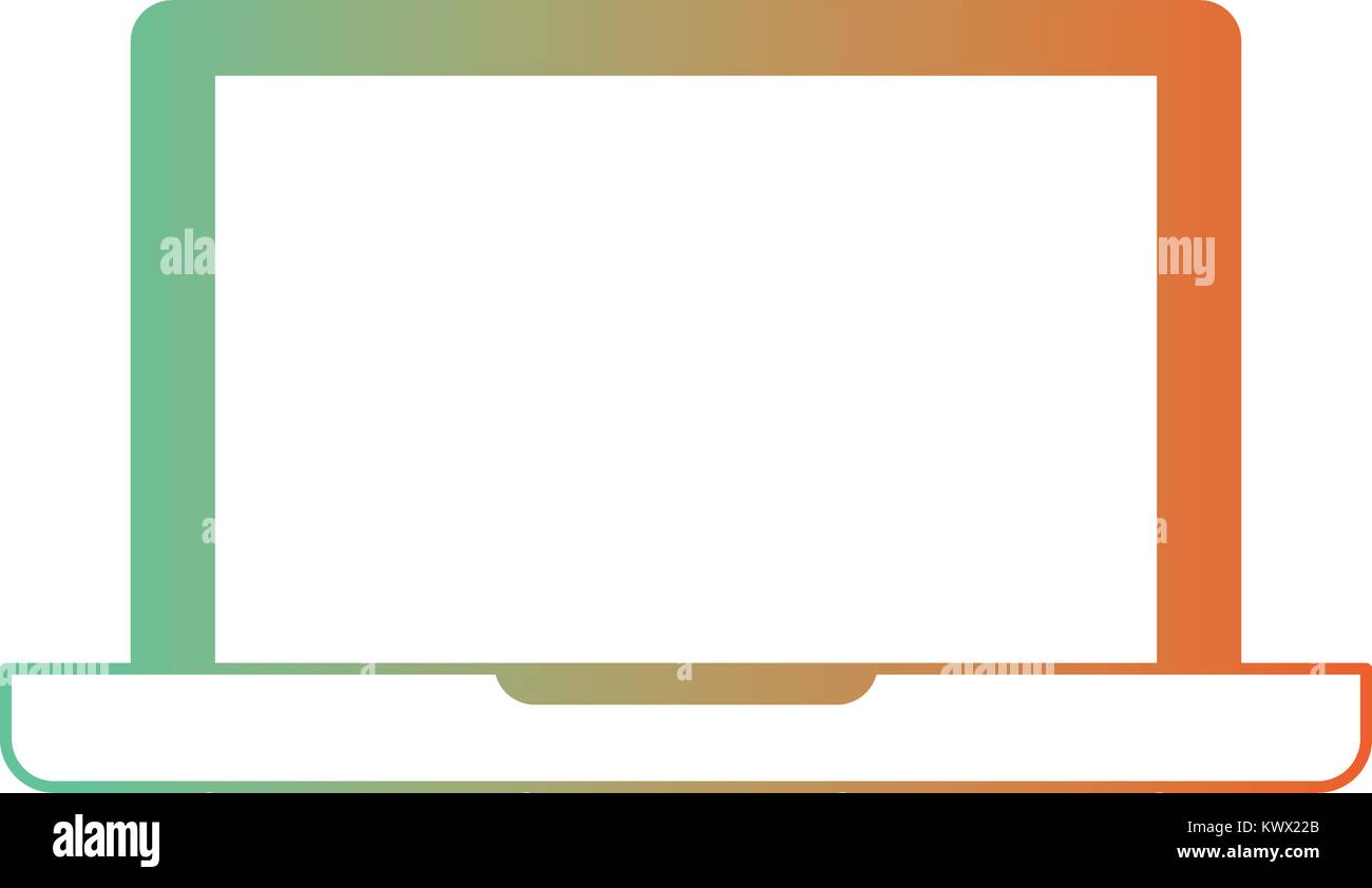 laptop computer icon in degraded green to red color silhouette Stock ...