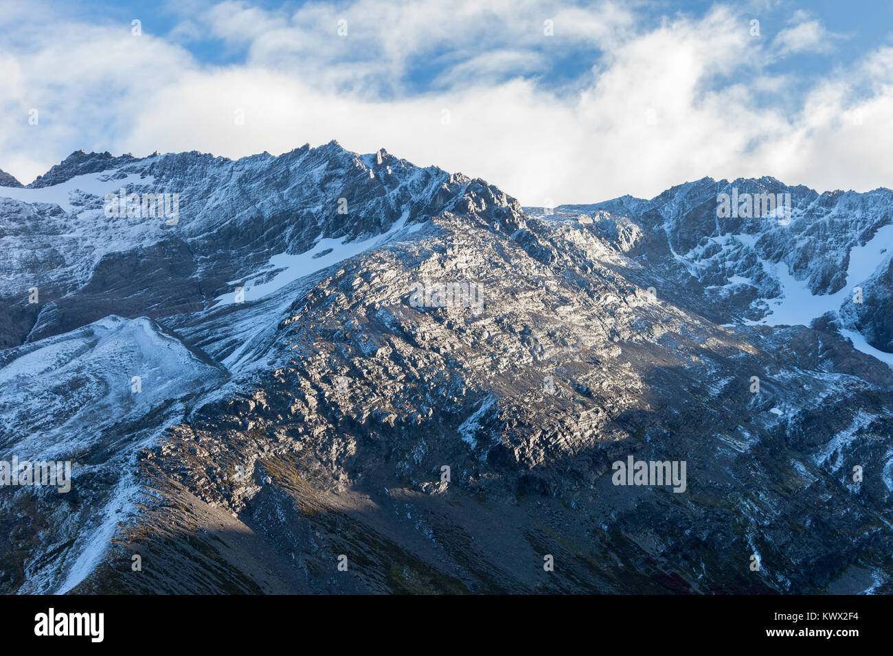 Martial Glacier mountains near the Ushuaia. Ushuaia is the main city of Tierra del Fuego in Argentina. Stock Photo