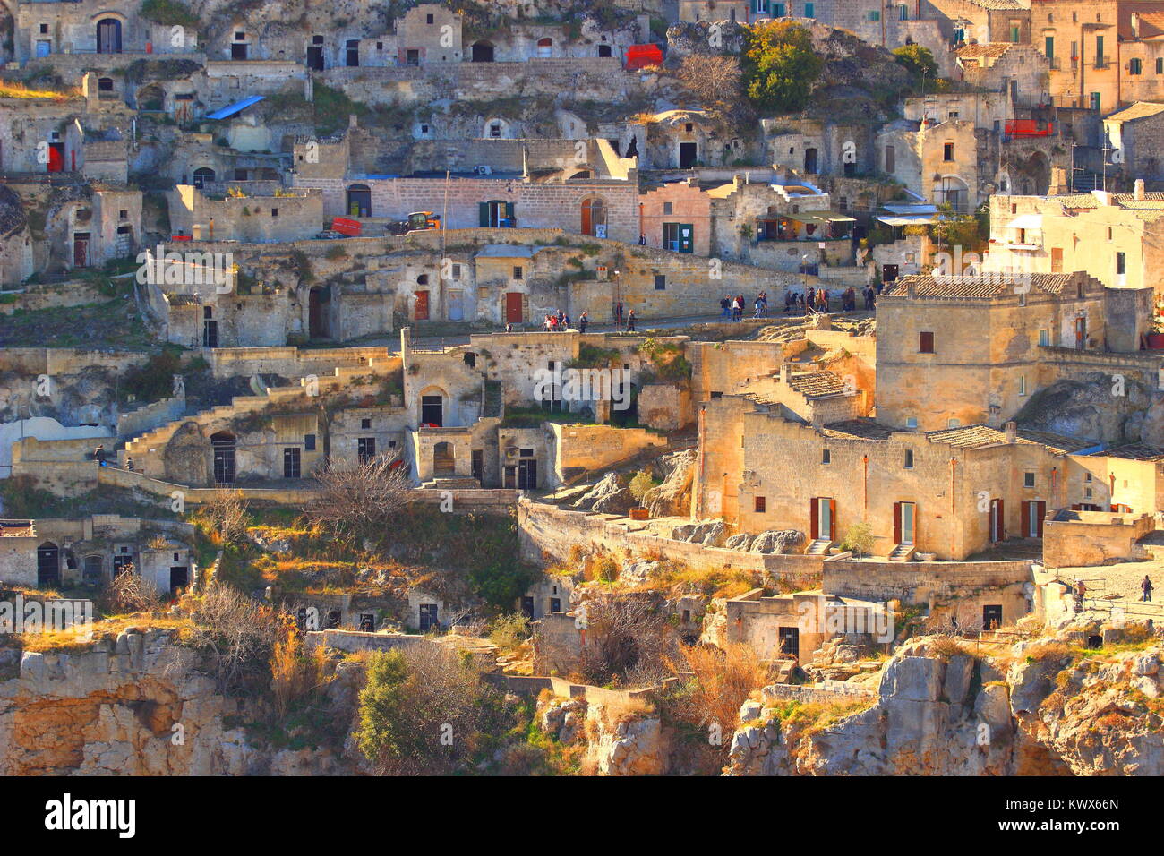 Old stone houses in Matera town, Italy, one of the oldest town in the world Stock Photo