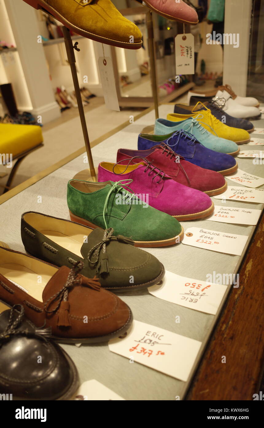 Manolo Blahnik designer shoe shop in Burlington Arcade, Mayfair, London, England, UK Stock Photo