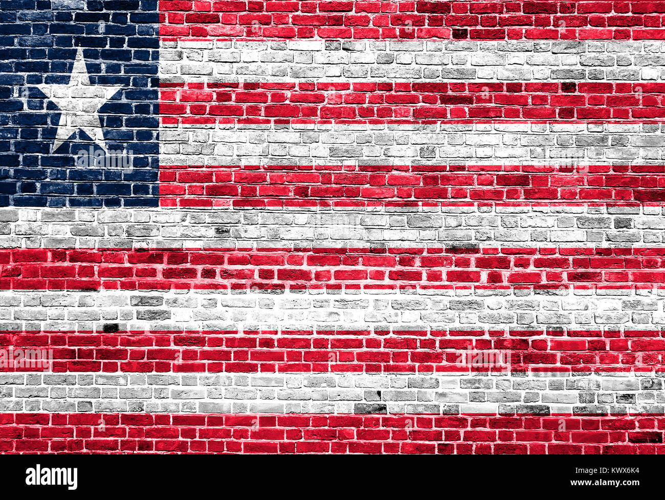 Flag of Liberia painted on brick wall, background texture Stock Photo ...
