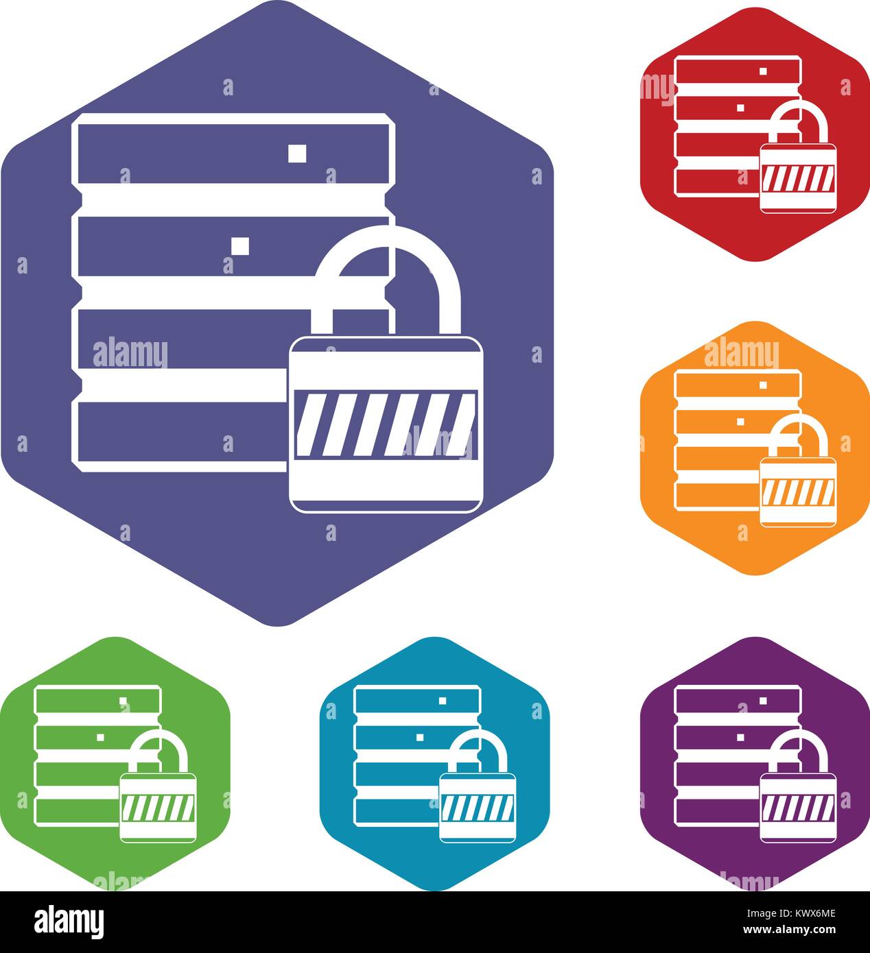 Database with padlock icons set rhombus in different colors isolated on ...