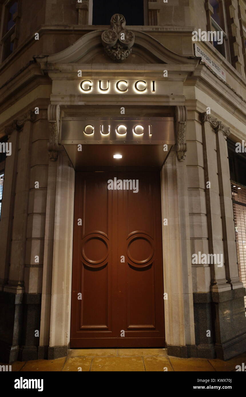Gucci on corner of Old Bond street & Stafford Street, Mayfair Stock Photo -  Alamy