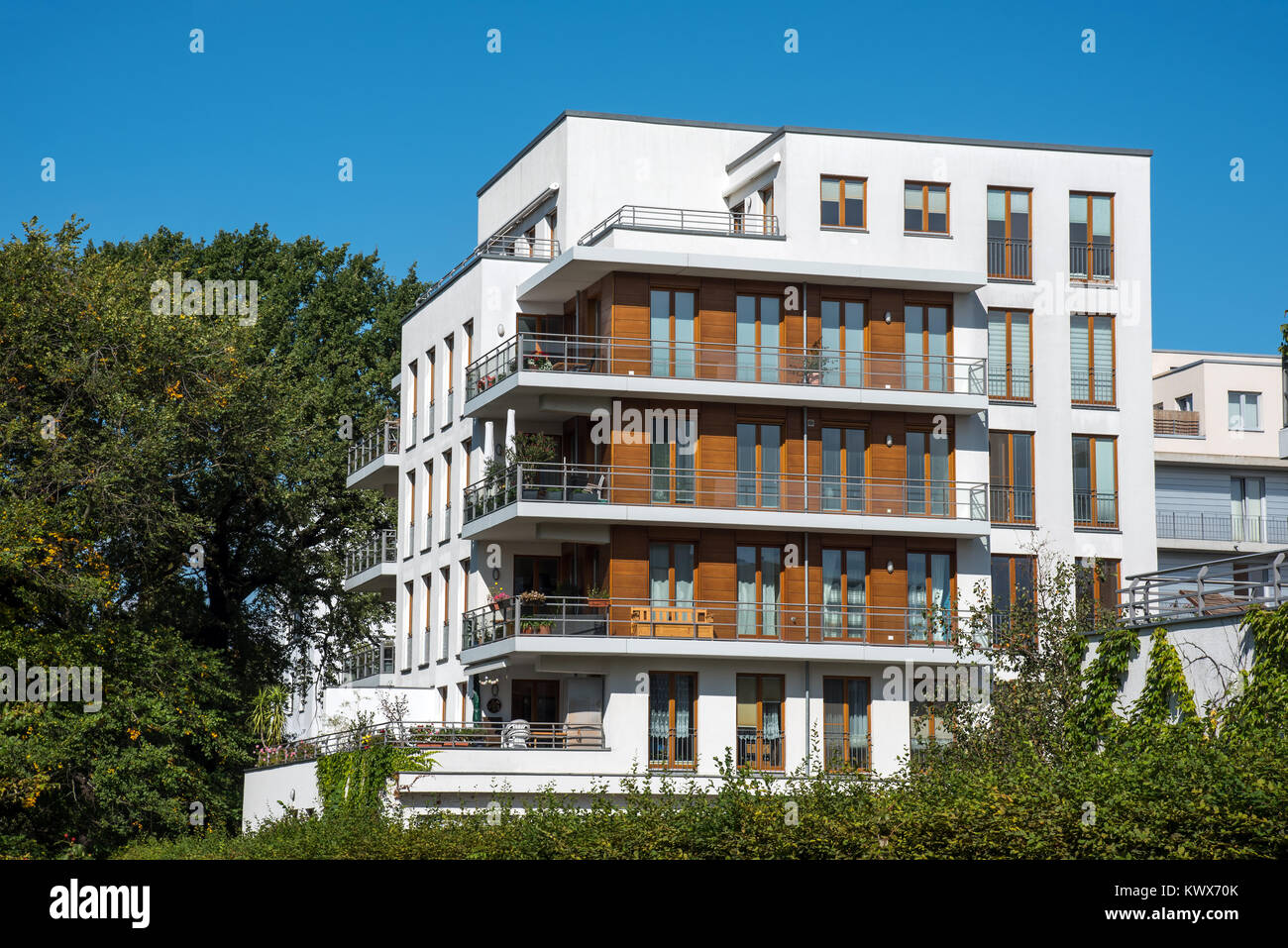 Modern white apartment house seen in Berlin, Germany Stock Photo - Alamy