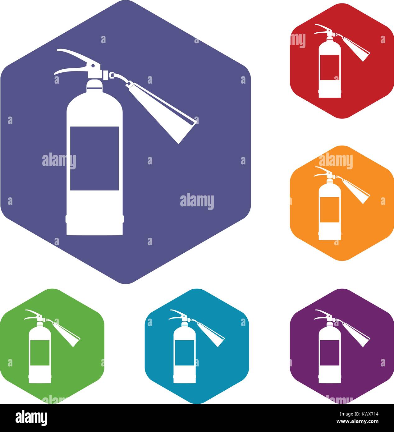 Fire extinguisher icons set rhombus in different colors isolated on ...