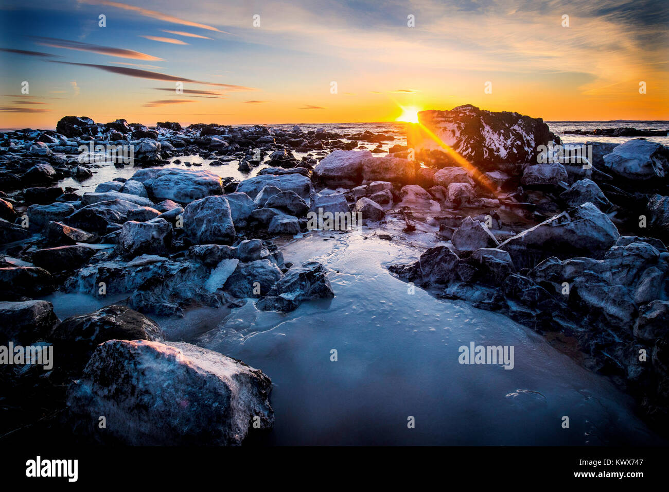 Sunset at Ytri Tunga Beach, Snaefellsness Peninsula, Iceland, Europe