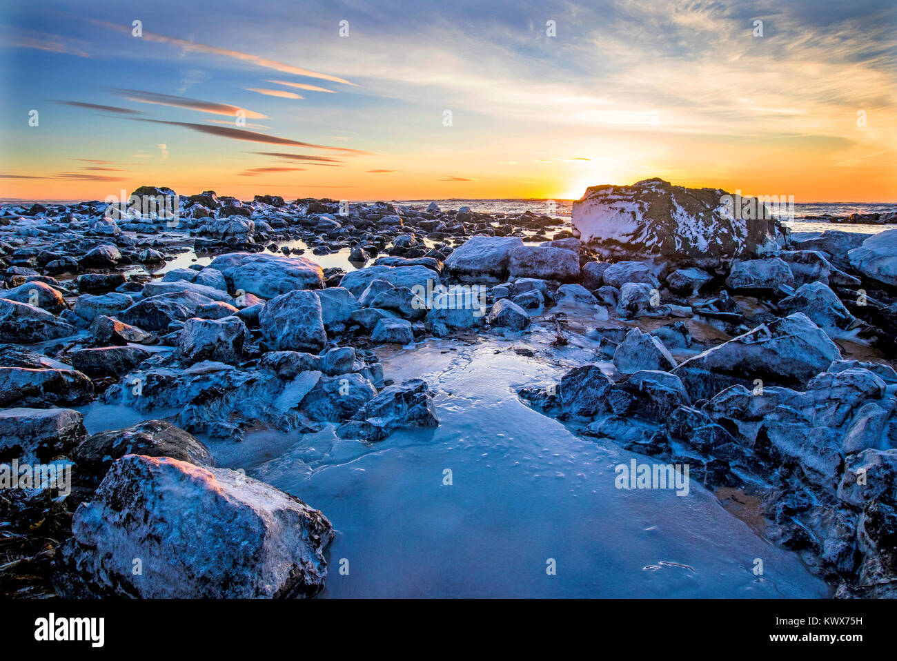 Sunset at Ytri Tunga Beach, Snaefellsness Peninsula, Iceland, Europe