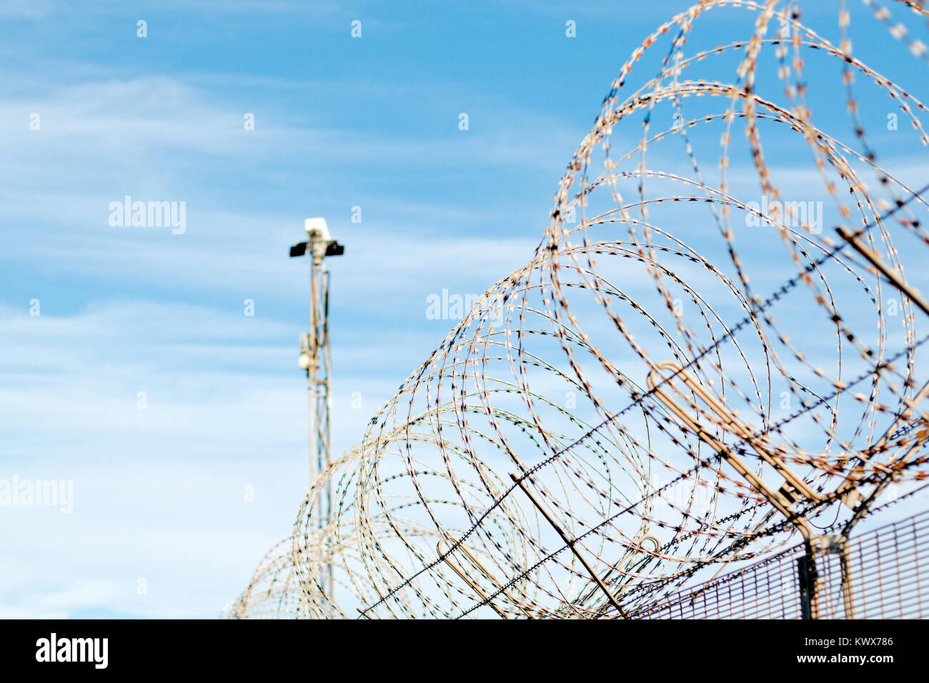 Razor wire fence cctv camera hi-res stock photography and images - Alamy