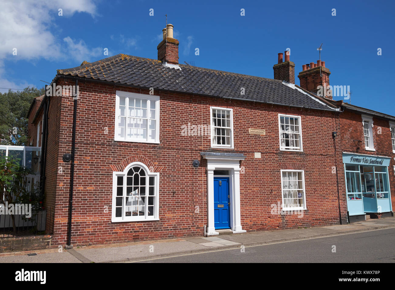 Montague House, High Street, Southwold, Suffolk, was the family home of the author George Orwell (Eric Blair) in the 1930s. Stock Photo