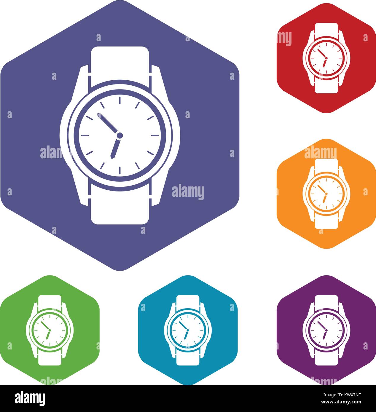 Watch icons set rhombus in different colors isolated on white ...