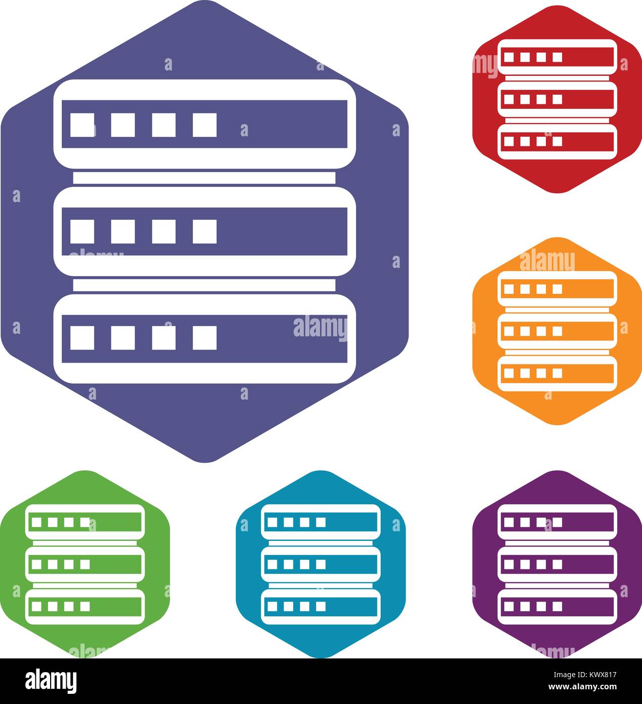 Database icons set rhombus in different colors isolated on white ...