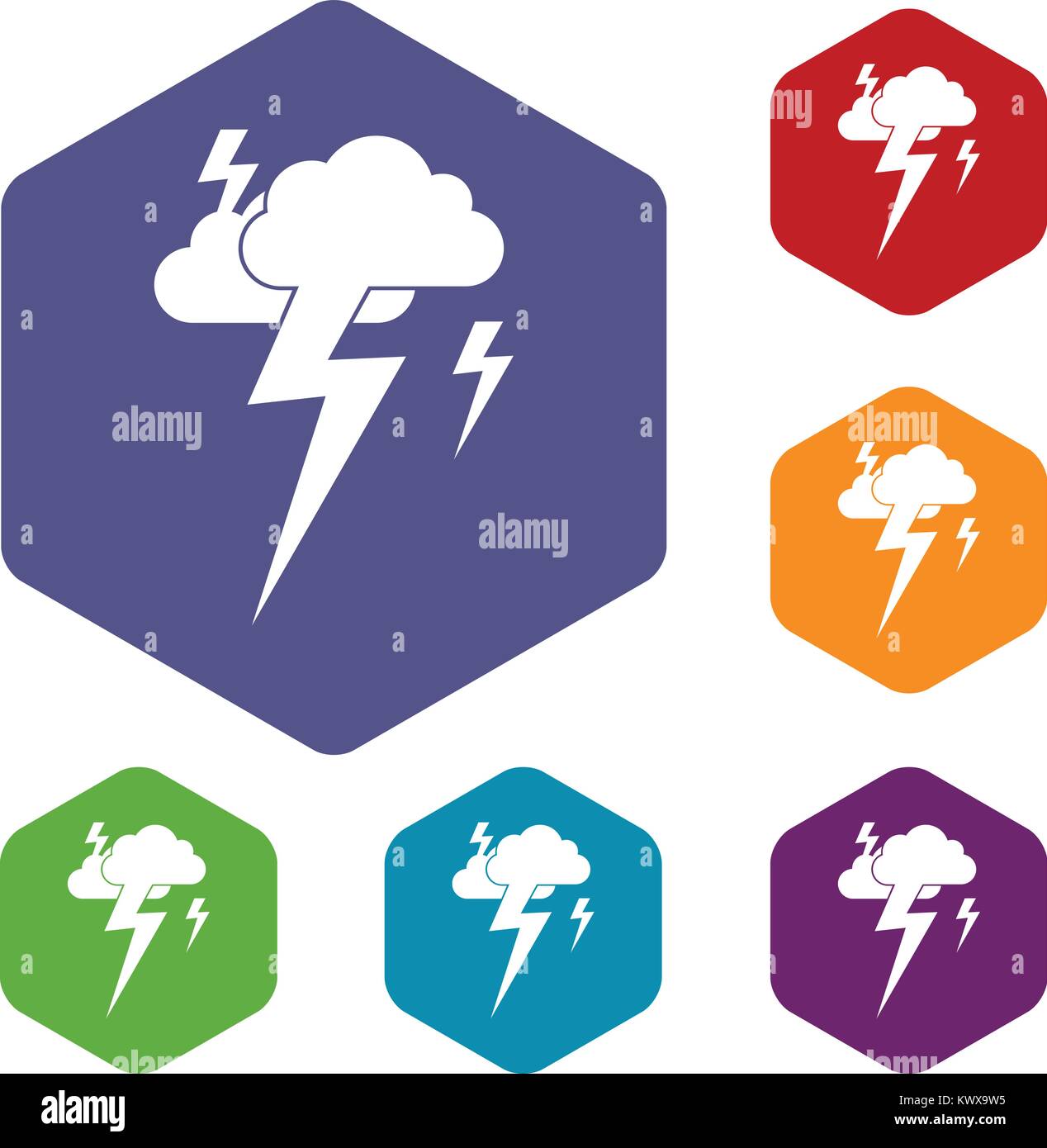 Cloud and lightning icons set Stock Vector Image & Art - Alamy